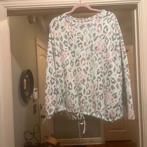 BELLE by Kim Gravel Printed Animal Brushed Knit Drawstring Top